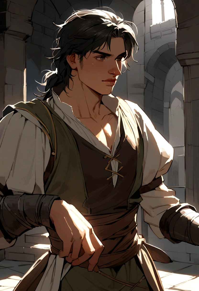 A young boy Indian Archer in the medieval times , make it in 2d don't make it realistic 