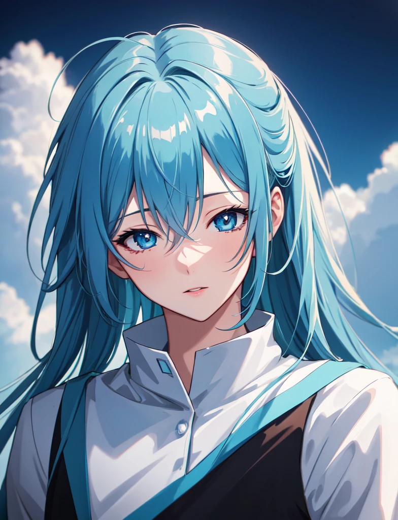 Super high quality by the art god, super detailed, High resolution, anime art style, best anime 8K,Sleepy boy,Blue Tone,High resolution detailed hair,super dense skin, Best lighting by famous artists, 8K,