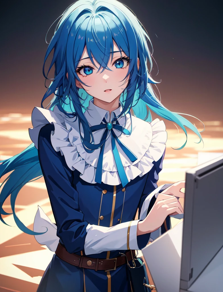 Super high quality by the art god, super detailed, High resolution, anime art style, best anime 8K,Sleepy boy,Blue Tone,High resolution detailed hair,super dense skin, Best lighting by famous artists, 8K,