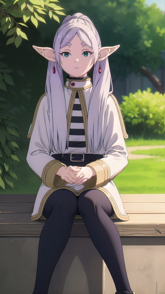 to freeze, to freeze, long hair, ponytail, (green eyes:1.5), White hair, pointed ears, elf, full length (full body 1.1.), nude, very sexy, naked, Sex pose,
BREAK shirt, long sleeves, jewelry, Tights, earrings, striped, black Tights, lure, striped shirt,
BREAK looking at viewer, upper body, whole body,
BREAK outdoors, sky, nature,
BREAK (masterpiece:1.2), Best quality, A high resolution, unity 8k wallpaper, (illustration:0.8), (beautiful detailed eyes:1.6), very detailed face, perfect lighting, extremely detailed computer graphics, (perfect hands, Ideal Anatomy),