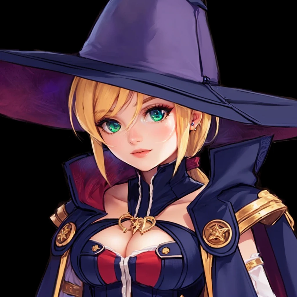 a close-up of a woman in a witch&#39;s hat and a cape, mechanized witch girl, half summoner half megumin, black magical girl, portrait of a female magician, marisa kirisame, Sorceress, female magician!, portrait of a sorceress, female magician, beautiful sorceress, black witch character, black witch side portrait