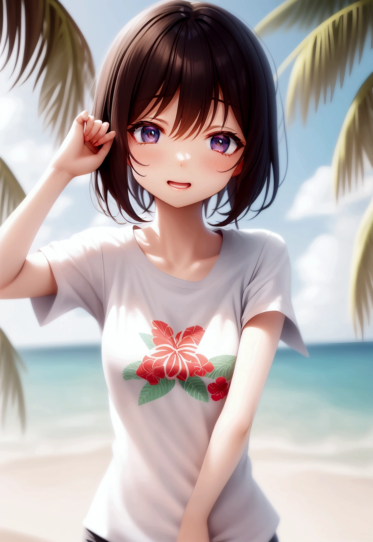tshirt design, rzminjourney, Vector art, summer design, Hot as Hawaii