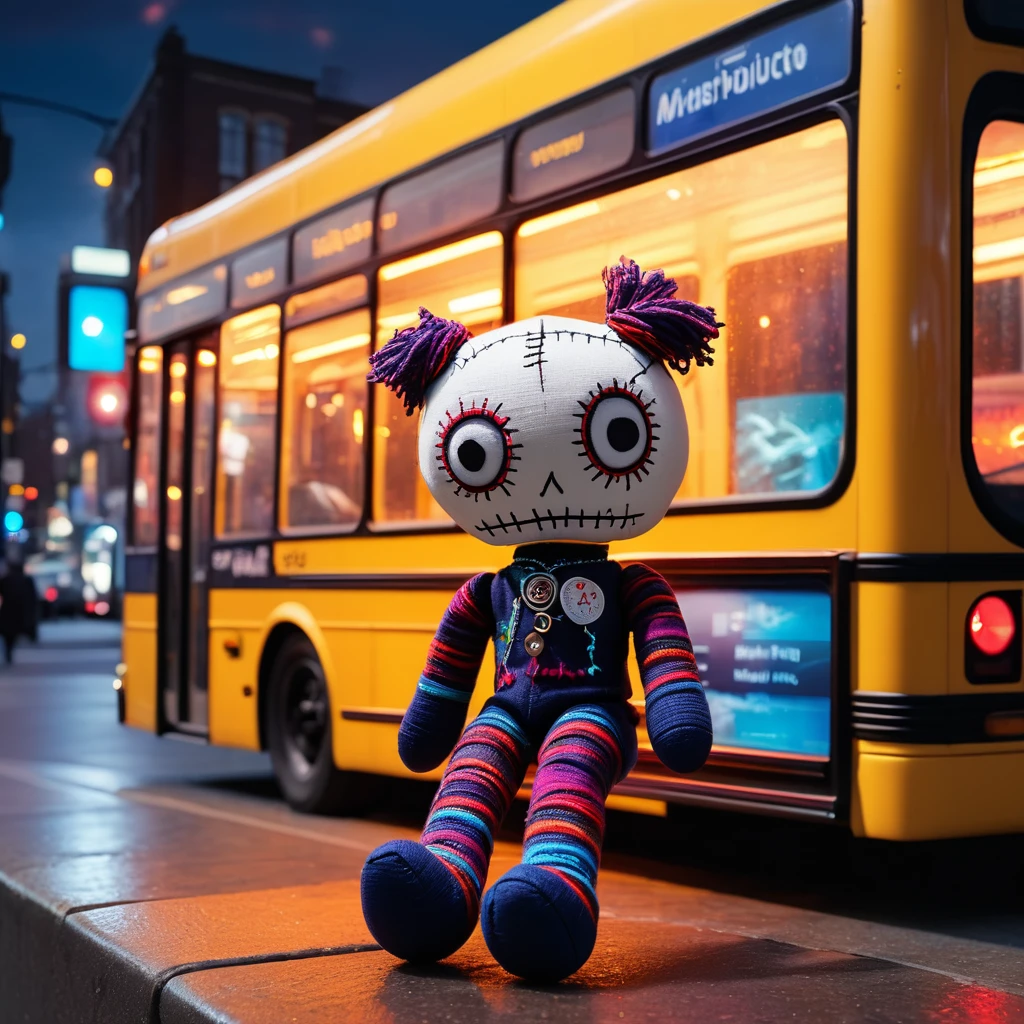(knitted toy voodoo doll:1.5), (voodoo in the subway:1.3), (clothes: casual clothes of the passenger:1.0), (accessories: enchanted subway map emitting sparks of magic:1.1), (background: mystical subway station with glowing rails:1.2), best quality, masterpiece, detailed soft oil painting, detailed background, dramatic cinematic lighting, soft edge lighting, professional, dramatic lighting, hard edge lighting, ultra quality, 4k,masterpiece, best quality, 8k, ultra highres, highres, extremely detailed