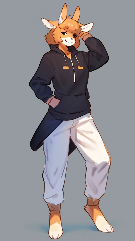 By bebebebebe, by lostgoose, by goonie-san, solo, standing, femenino, cabra,sexy, hair, smiling, happy,  full body