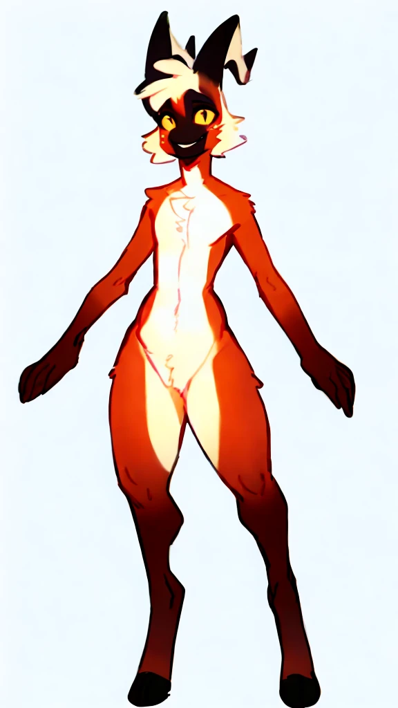 By bebebebebe, by lostgoose, by goonie-san, solo, standing, femenino, cabra,sexy, hair, cuerno, smiling, happy, full body nude
