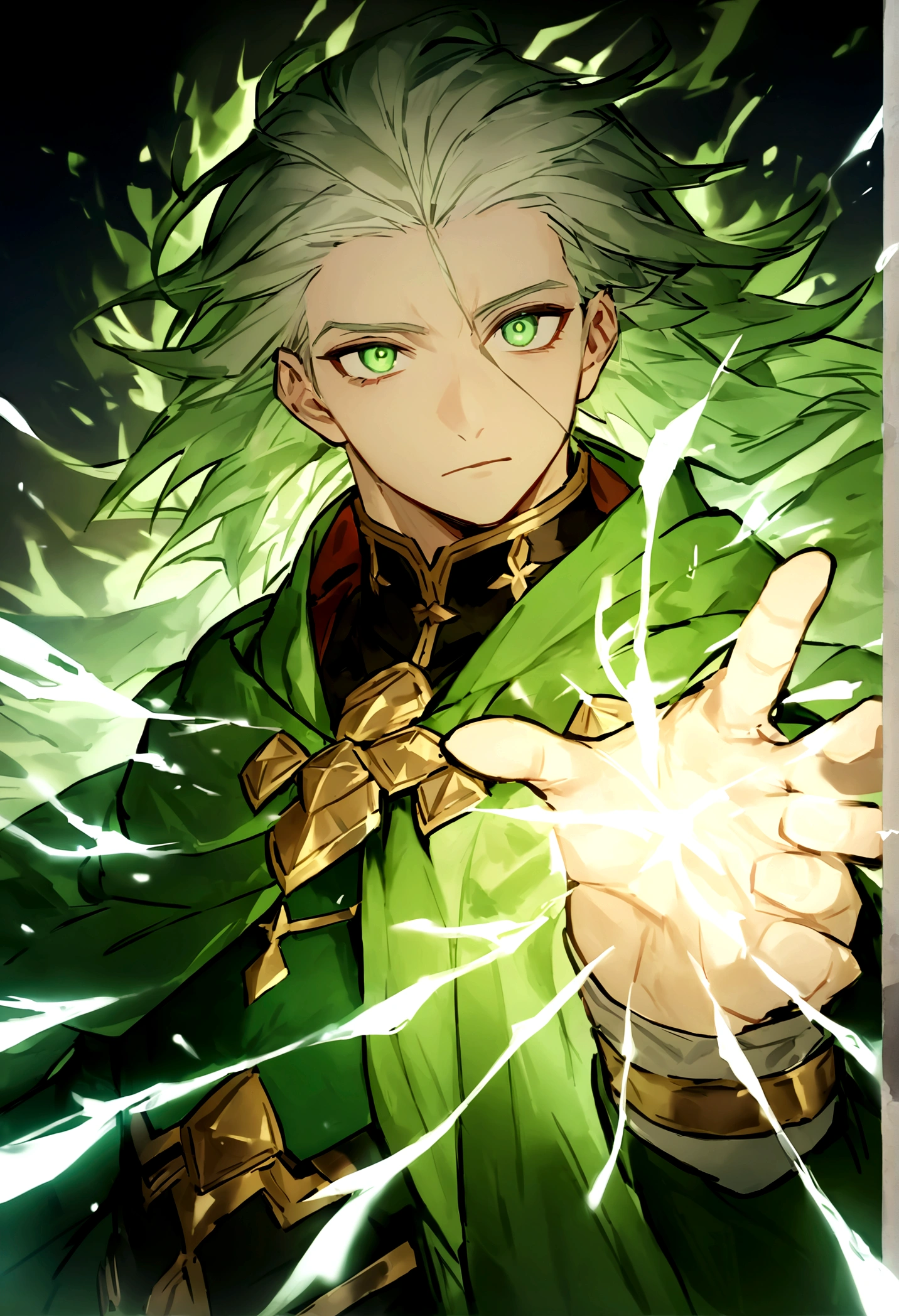 The son of one of the great heroes, his hair is white and green, his eyes are gray and green, like his father, he has the gift of fire. , ice and that of One For All is capable of destroying anyone since he does not know how to control it 