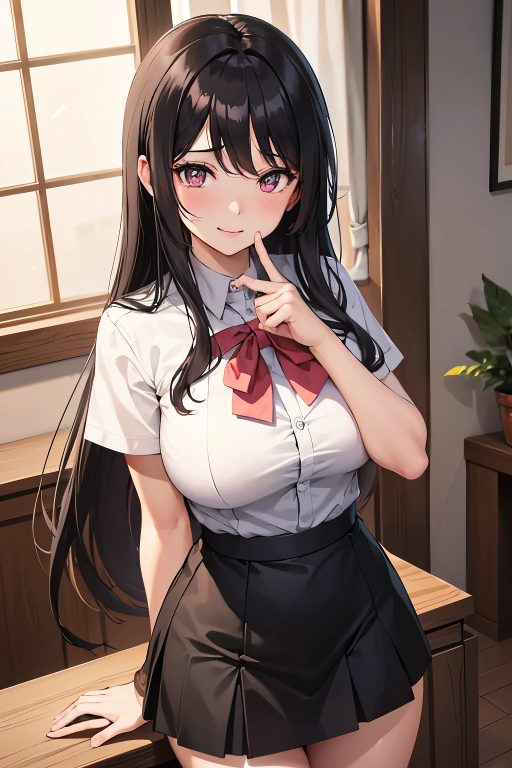 (Tabletop:1.0), (highest quality:1.4), (High resolution:1.2), From the side,Sharp contours, boyish, highest quality, masterpiece,Glasses,Voice of the Heart,20-year-old woman,yandere,Big Breasts,Chest to chest,Upper Body,Ecstasy,blush,Squint your eyes,Tuck up your clothes,lure, ninja