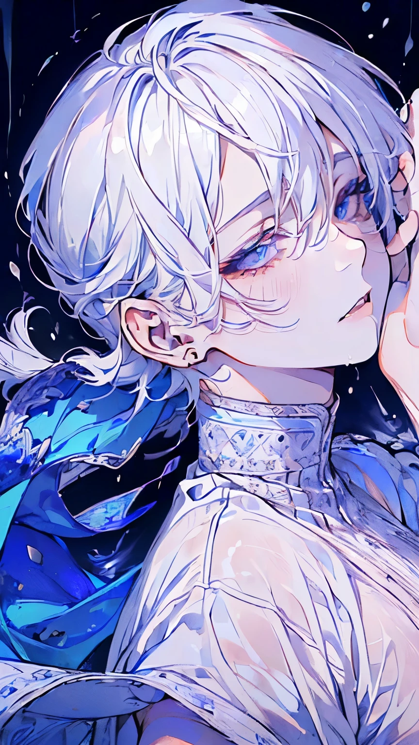 ((male:1.5)),(forhead mark),((puratina White hair)),((rainy:1.2)),(Glossy lips:1.2),(nsfw:1.3),((high quality:1.2)),((perfect graphic:1.2)),((beautiful image:1.2)),((high resolution:1.2)),blush,(marine:1.2),((Wet Hair:1.3)),((perfect hand:1.0)),(kiss me:1.05),lure,Falling into Pleasure,(Arabian costumes:1.25),((Close your eyes and look upwards:1.4)),(Small breasts:1.3),
