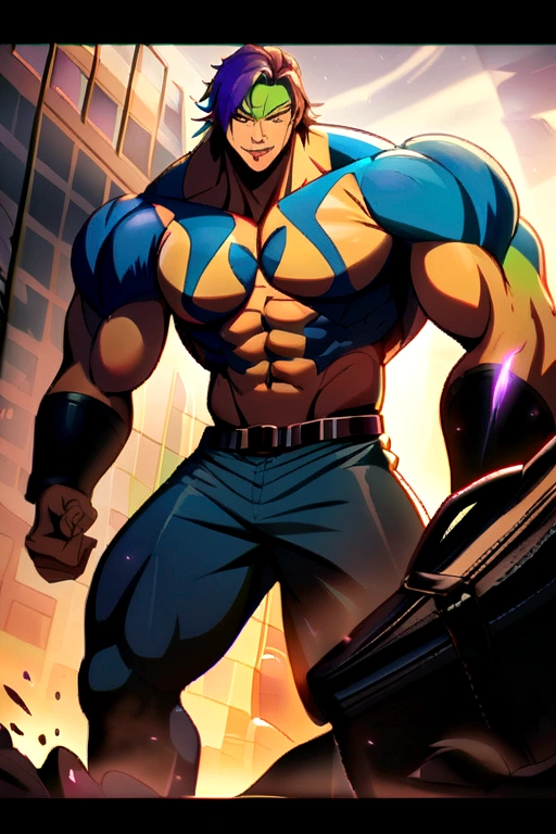 Only one person , NSFW, best quality, (ultra realistic, 8K), (only:1.5), (male:1.5),  (hyper muscles, hyper huge muscles, bulky muscles:1.5), hyper, hyper Muscles, hyper Bulk Up, Muscle Growth, Giant, 独奏独奏 People, Sun Evil , alone, alone People, 独奏 Head, One head, muscular, veiny muscles, bulging muscles, wide chest, thick thighs, thick arms, popping veins, looking directly at viewer, highly, powerfull strong mighty, handsome alpha male, wide thick chest, large pecs, large biceps, abs, large shoulders, Big muscles, Muscle growth, Bodybuilding, R-18, Big arms, bulk up, Growth, bodybuilder, hyper muscle, full body shot, Abdominal muscles, hyper abdominal muscles, Growth muscle, Power up, definition, Big Abdominal muscles, Abdominal muscles, muscle, All Nude, Nude, Completely naked, nude, bodybuilding, Big arm, muscle reg, hyper Big arm, hyper muscle arm, hyper muscle reg, Big regs, spread legs, shota, character, game character, bodybuilding, hyper cock, Big cock, humanoid penis, penis, big penis, hyper penis, One penis, Muscle shota, 筋Shota, Shota, Human, Man, Boy, young man, young boy, children, young face, No Tattoo, Not Tattoo, anal, smile, giant , giant muscles, giant hyper muscles , giant hyper big muecles , hyper giant abdominal muscles , light purple hair, Hop, Pokemon, Pokemon Sword and Shield,  game character, Pokemon trainer, hop, light brown eyes