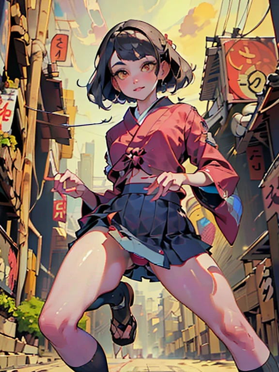 In 8K,Highest quality,The real picture,Intricate details,Ultra-high resolution,Depth Field,Masseter muscle area,Natural soft light,Professional Lighting,1 Girl,(cute:1.2),Very beautiful 17 year old girl,Detailed eyes,((Brown eyes)),(Black Hair),(short hair),(bangs),Perfect Skin,Shiny skin,Pure white skin,Fine skin,Big and ample breasts,((Perfect Anatomy,Nice hands,Perfect hands,Five fingers connected to the palm,Precise needles without discomfort)),Perfect Barefoot,Delicate legs,Perfect proportions,sexy,I can see your chest,((Japanese Uniform)),((Uniform Mini Skirt)),(tie),Black socks,Chano Leather Shoes,Lurking deep in the city,I can see your crotch,Show me your panties in the street,Both legs are bent,Spread your legs in an M shape,,I can see your pants,Slender thighs when viewed from the front
