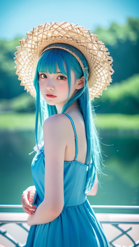 (Highest quality, 32K, High resolution, masterpiece:1.5), internal_jet, god々Photos with radiant and healing powers., A sense of calm and elusive beauty, Expressing emotions, Have a rich imagination, Beautiful Japanese Girl, Very beautiful face, Small Face Beauty, , Perfect Human Anatomy, Magic big eye, Motherhood and generosity, deep love, A fleeting smile, (Shiny blue hair:1.2), Super long hair swaying in the wind, Asymmetrical bangs, Hair between the eyes, transparent, Soft white skin, Sharp eyebrows, Thin lashes, ((Natural Makeup:1.3)), Blue Bikini, High resolution perfect collarbone, High resolution beautiful bust, Slim figure and ample breasts, High resolutionの美しい太もも, ((Distant Horizon:1.5)), ((A flower field that stretches to the horizon:1.3)), Beautiful and detailed blue sky, Professional Photographer, Professional Lighting, Professional Model