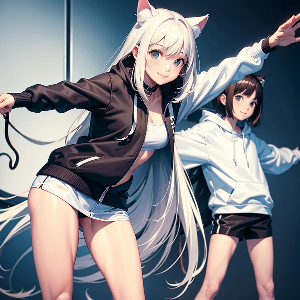 highest quality,
4K,
8k,
Detailed face,
Clear Face,
All the cute girls,
Becoming a couple with a mysterious girl,
Purple and white gradient long hair,
Both of them are wearing colorful sports bras and leggings.,
Everyone is indifferent to others,
kind,
Multipose,
group,
Full Body Shot