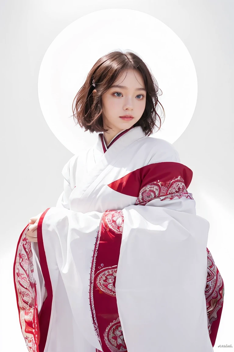 (((white background、White world)))、14 years、unity 8k wallpaper、super detailed、beautiful beautiful、masterpiece、highest quality、(tangleた、mandala、tangle、tangle)、(fractal art:1.3)、one girl、beautiful black hair、Japanese、Big pink、red kimono、Japanese clothing、very detailed、dynamic angle、cowboy shot、The most beautiful things form chaos、elegant、brutal design、Bright colors、romance、atmosphere、ecstasy notes、Streaming music notes are displayed、(((white background、pure white background、Red circle)))