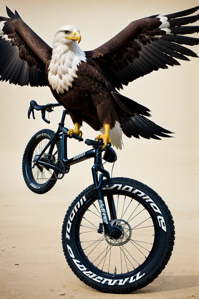 A logo of an eagle with bikes 