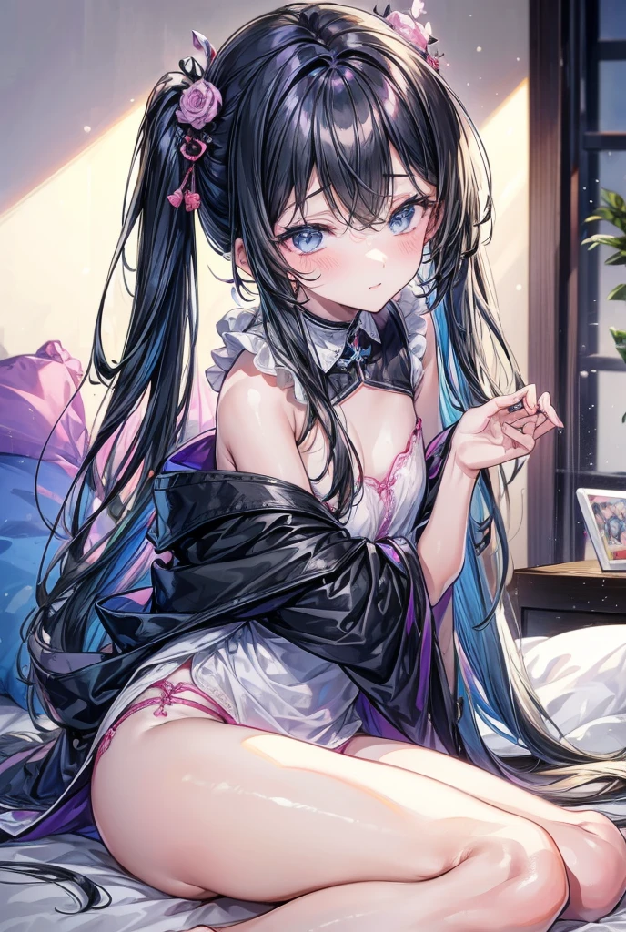 A 14-year-old boy is lying on a bed in a transgender hospital.,The operation was successful,Became beautiful and charming,Idol sister wearing black silk