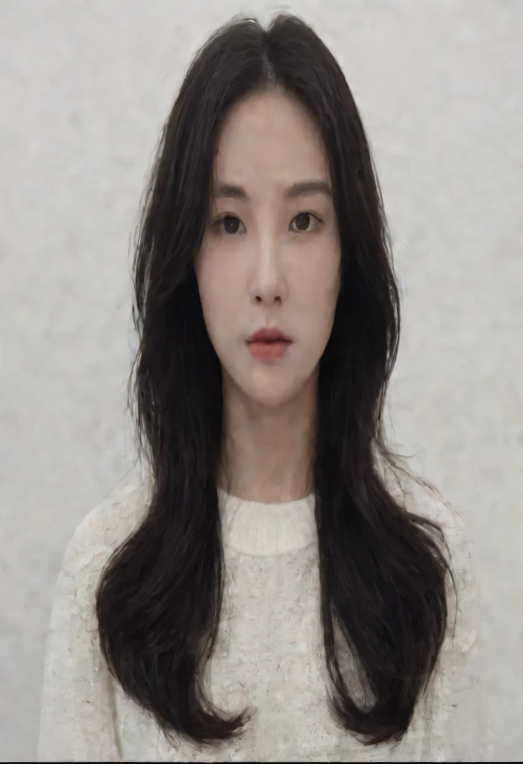 Best Quality, 8k, Masterpiece, (Portrait: 1.3), (photo realistic:1.4), (hyper realistic:1.4), Sharp Focus, looking at viewer, (smoother lighting:1.1), (increase cinematic lighting quality:0.9), realistic lighting, backlighting, light on face, ray trace, (brightening light:1.2), (Increase quality:1.4), sharp detail, (best quality real texture skin:1.4), finely detailed eyes, black_eyes, finely detailed face, 25 year old Korean woman, (white formal_shirt:1.4), (Create an image maintaining the original base model hairstyle:1.5)