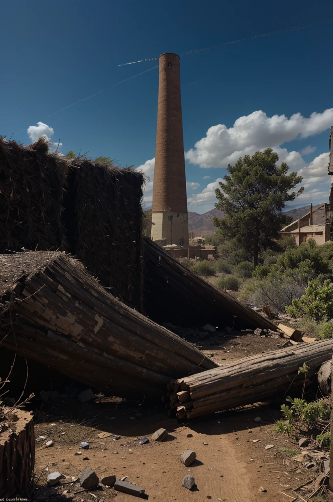 carbon transaction flayer image, chimney, arid environment, pollution, extinction of living things, people” cut down trees