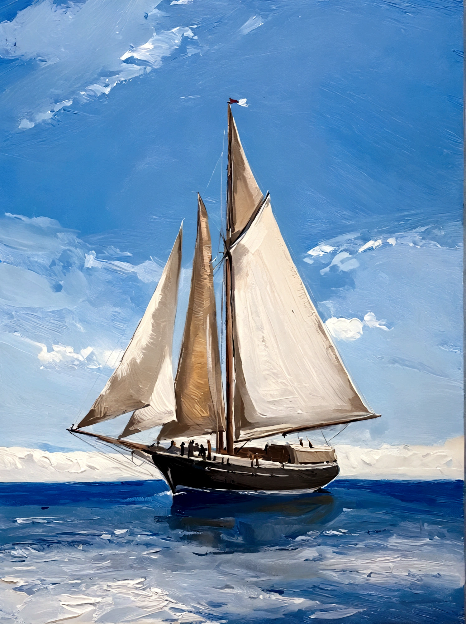 Galleon,Perfect proportion,Detailed hull,Golden hull,Detailed sail,ocean,Blue sky,bright,White background,real,emotion,Thick textured paint,