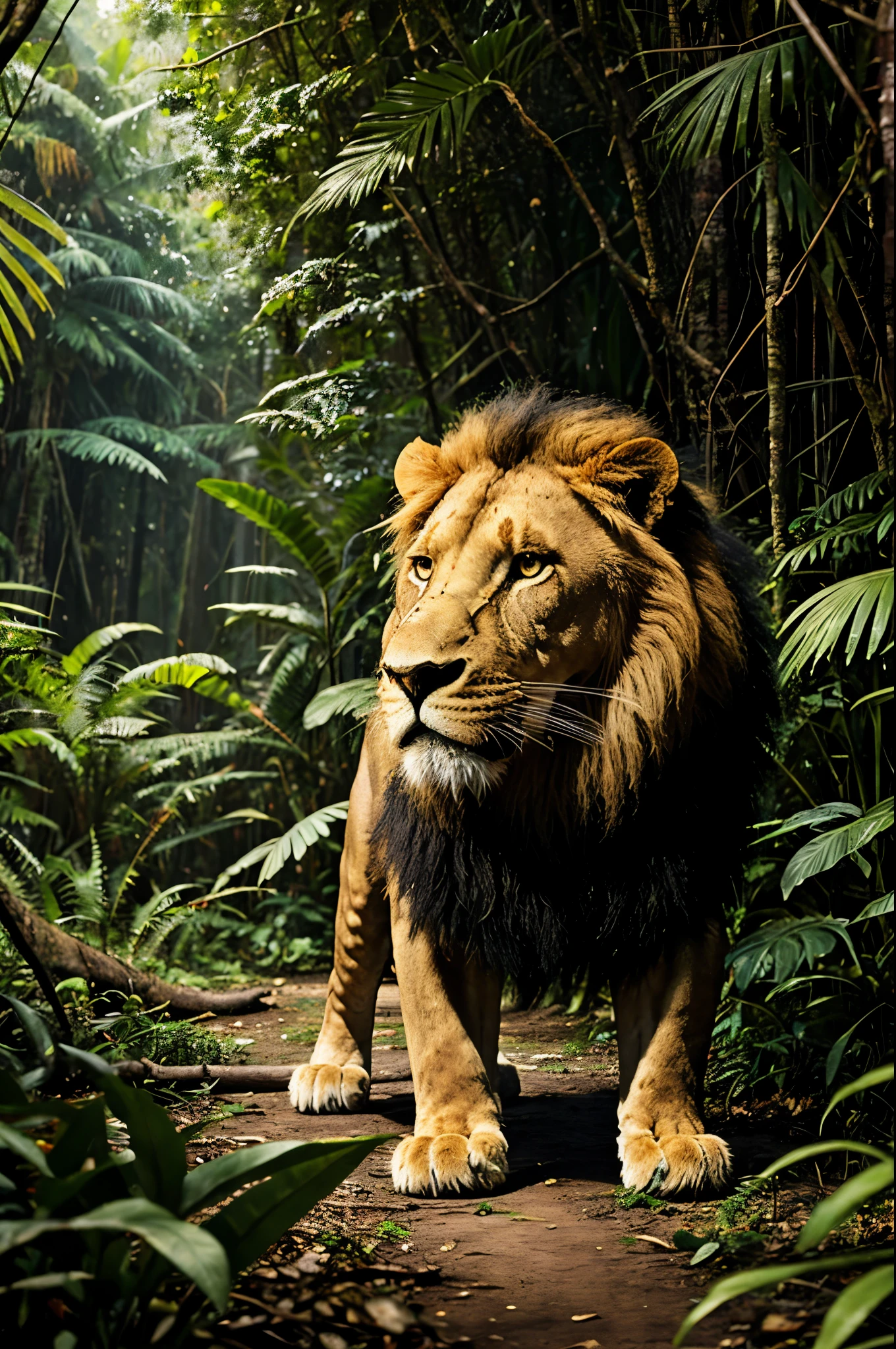 a dense jungle, there lived a powerful lion.