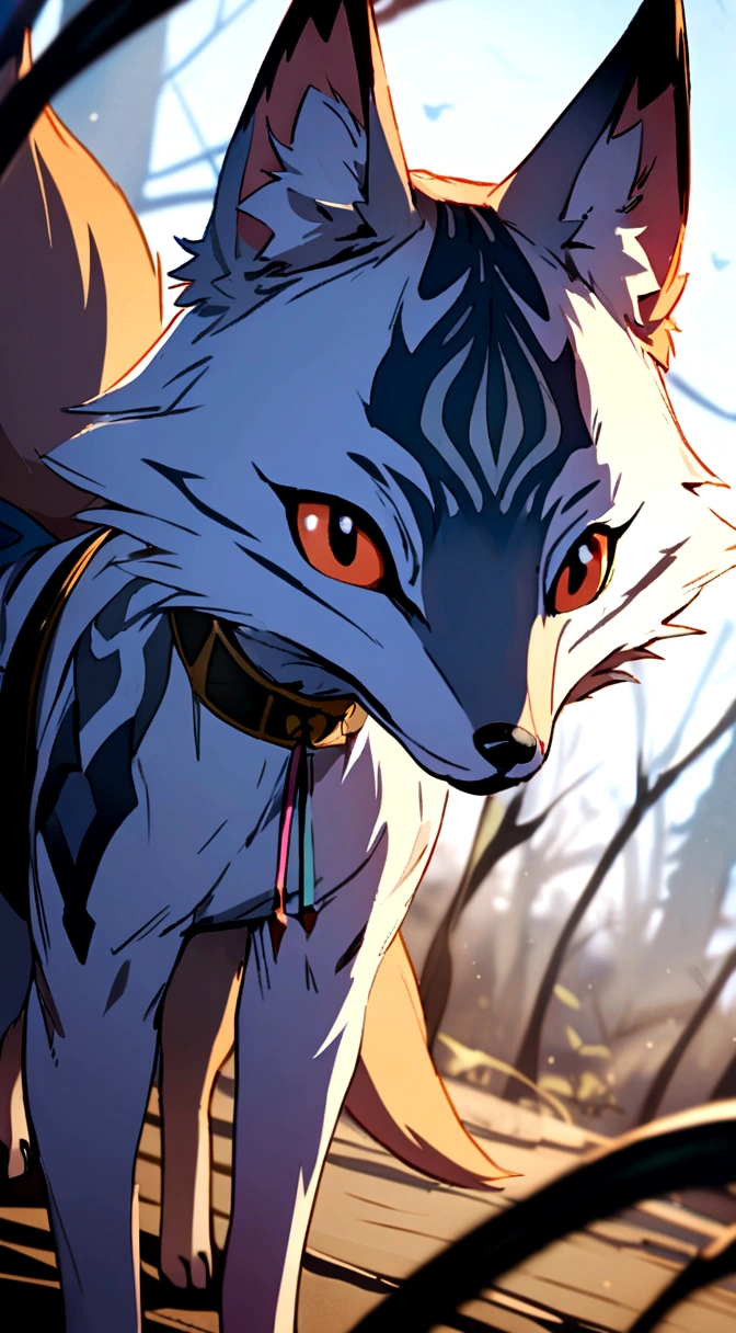 small breasted fox with 3 tails