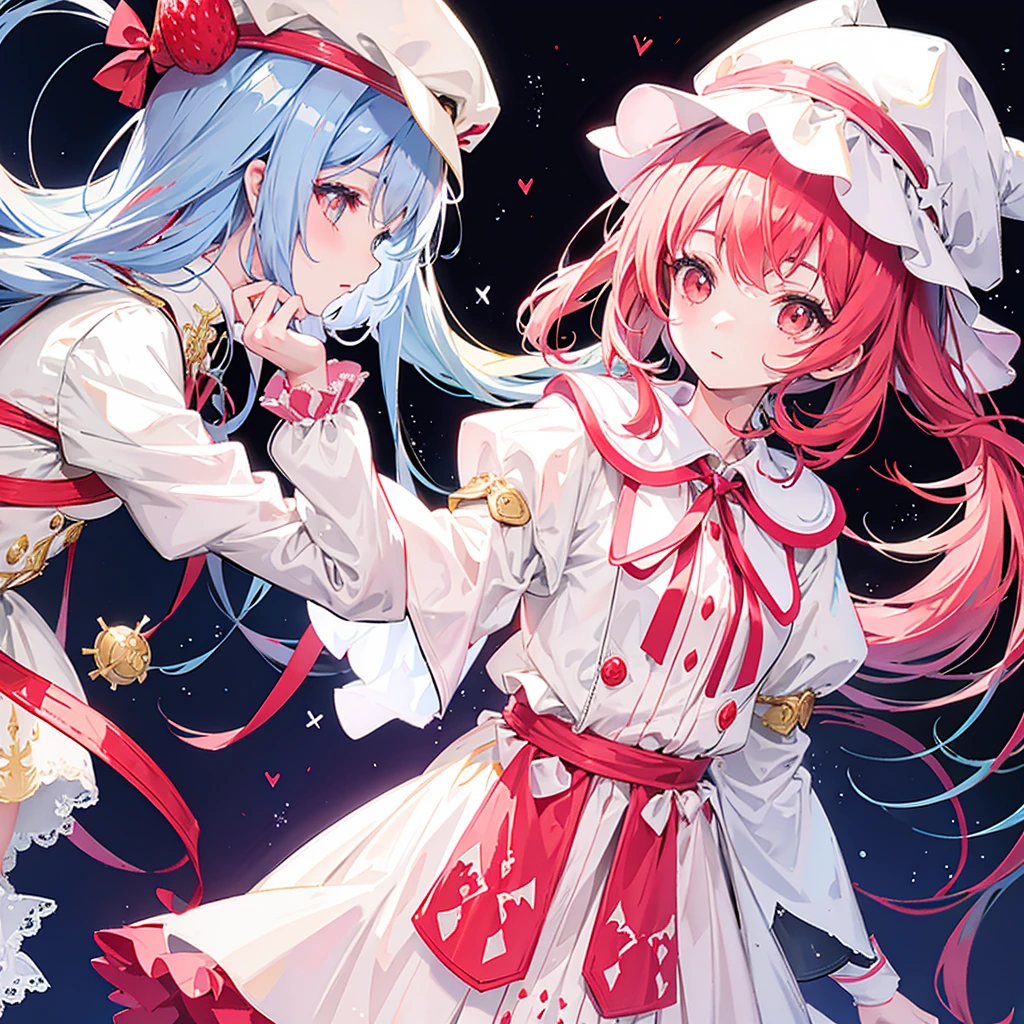 Strawberry personification,,Light soft color coat and hat,pretty girl