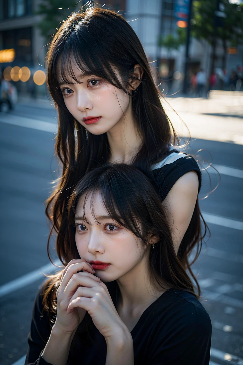 (best quality, masterpiece), 1 woman, looking down, wind, particle, simple background, dark mood, upper body, Sad woman sobbing