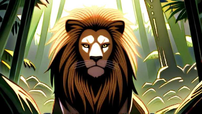 Once upon a time, in a dense jungle, there lived a powerful lion.