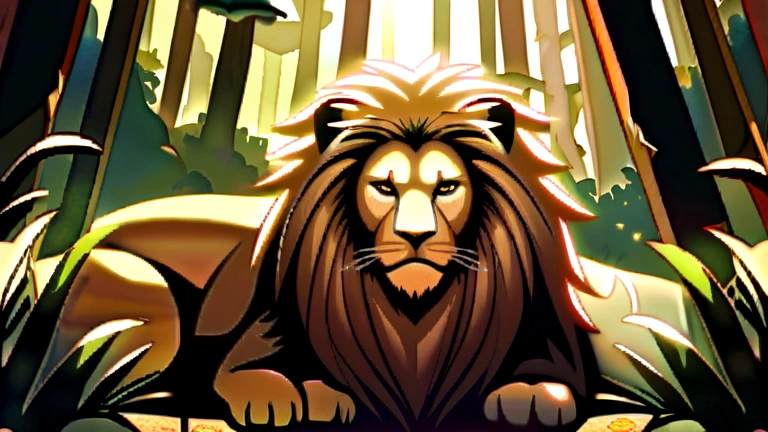 Once upon a time, in a dense jungle, there lived a powerful lion.