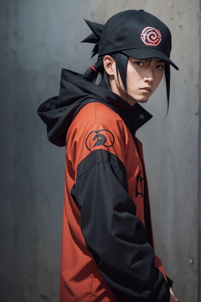 I want the Naruto character, the Akatsuki shirt, saturo gojo's hair, Kurama's face