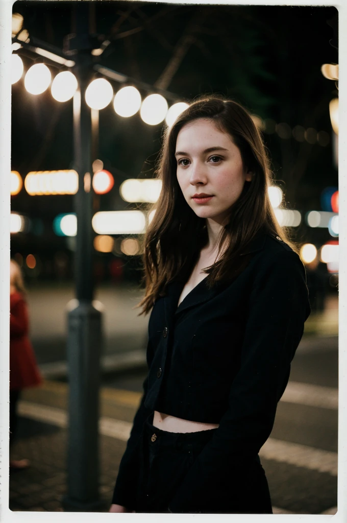polaroid photo, night photo, photo of 24 y.o beautiful woman, pale skin, bokeh, motion blur