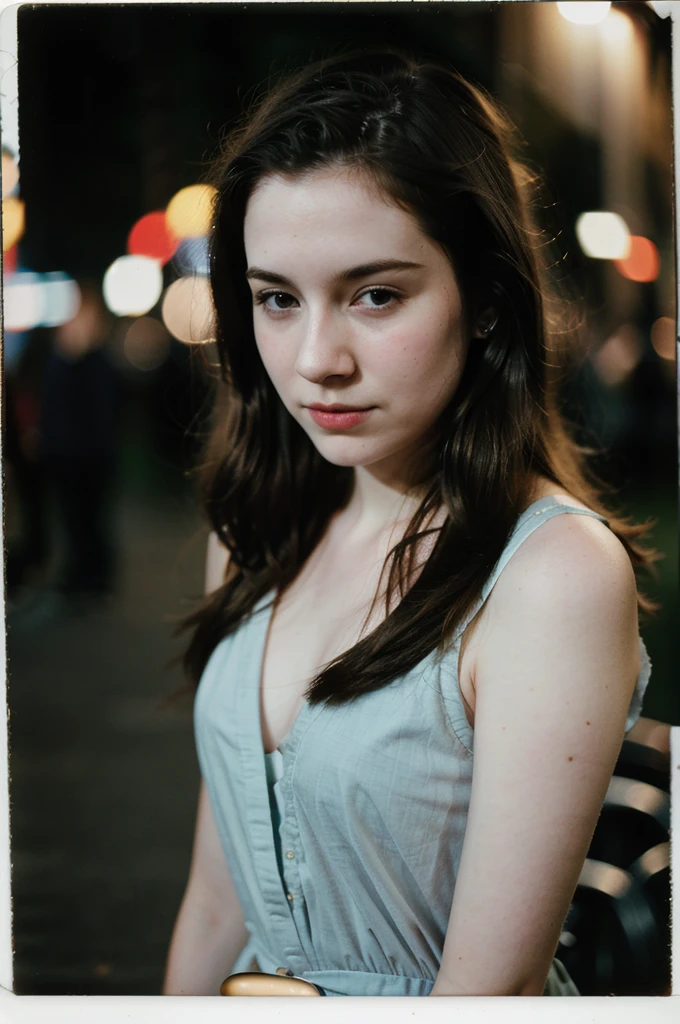 polaroid photo, night photo, photo of 24 y.o beautiful woman, pale skin, bokeh, motion blur