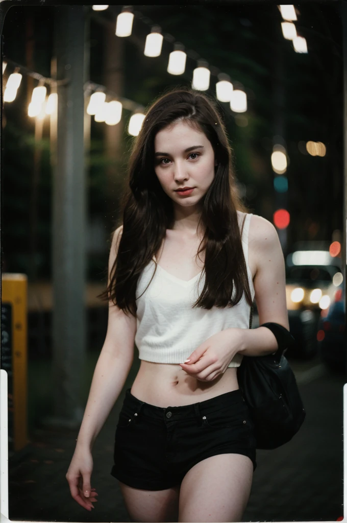 polaroid photo, night photo, photo of 24 y.o beautiful woman, pale skin, bokeh, motion blur