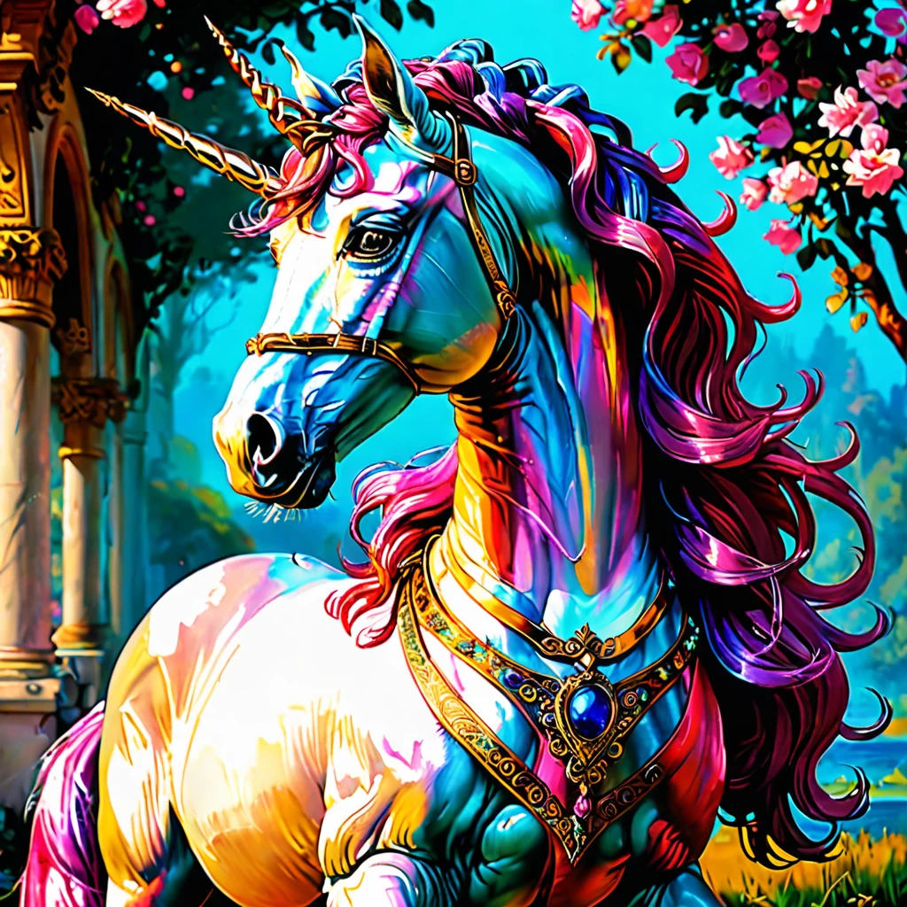 (best quality,4k,8k,highres,masterpiece:1.2),ultra-detailed,(realistic,photorealistic,photo-realistic:1.37),HDR,UHD,studio lighting,ultra-fine painting,sharp focus,physically-based rendering,extreme detail description,professional,vivid colors,bokeh, simplified illustration of a unicorn in the style of the Aberdeen Bestiary, graceful body, long flowing mane, single spiraled horn on forehead, peaceful setting, meadow or forest clearing