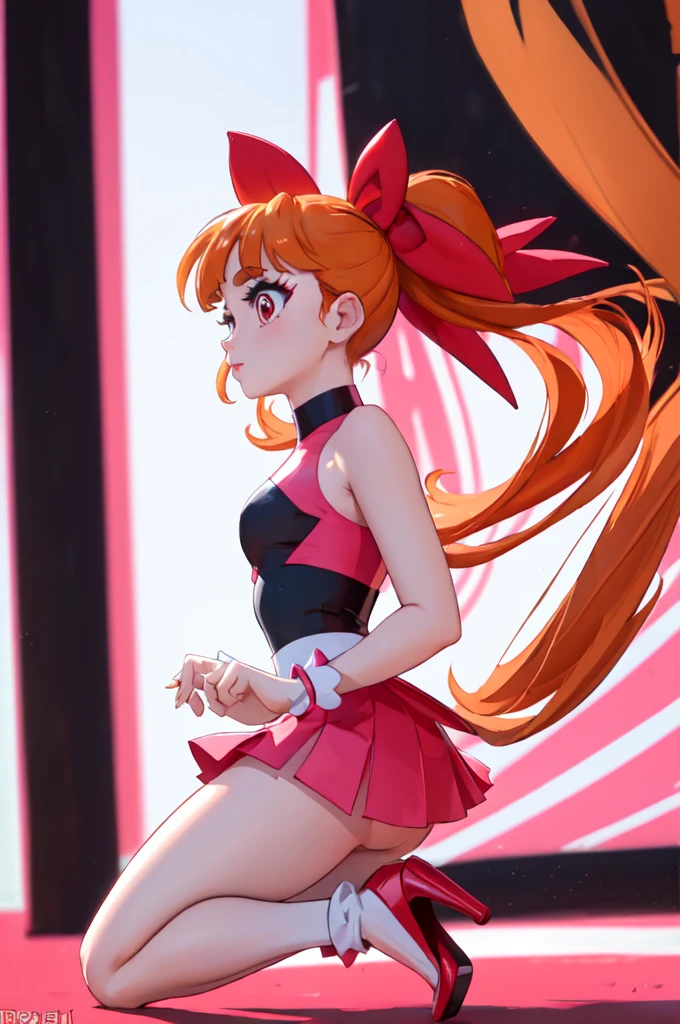 blossom,Power Puff Girls,
(best quality, masterpiece, RAW photo,ultra-detailed:1.2), solo, high heels