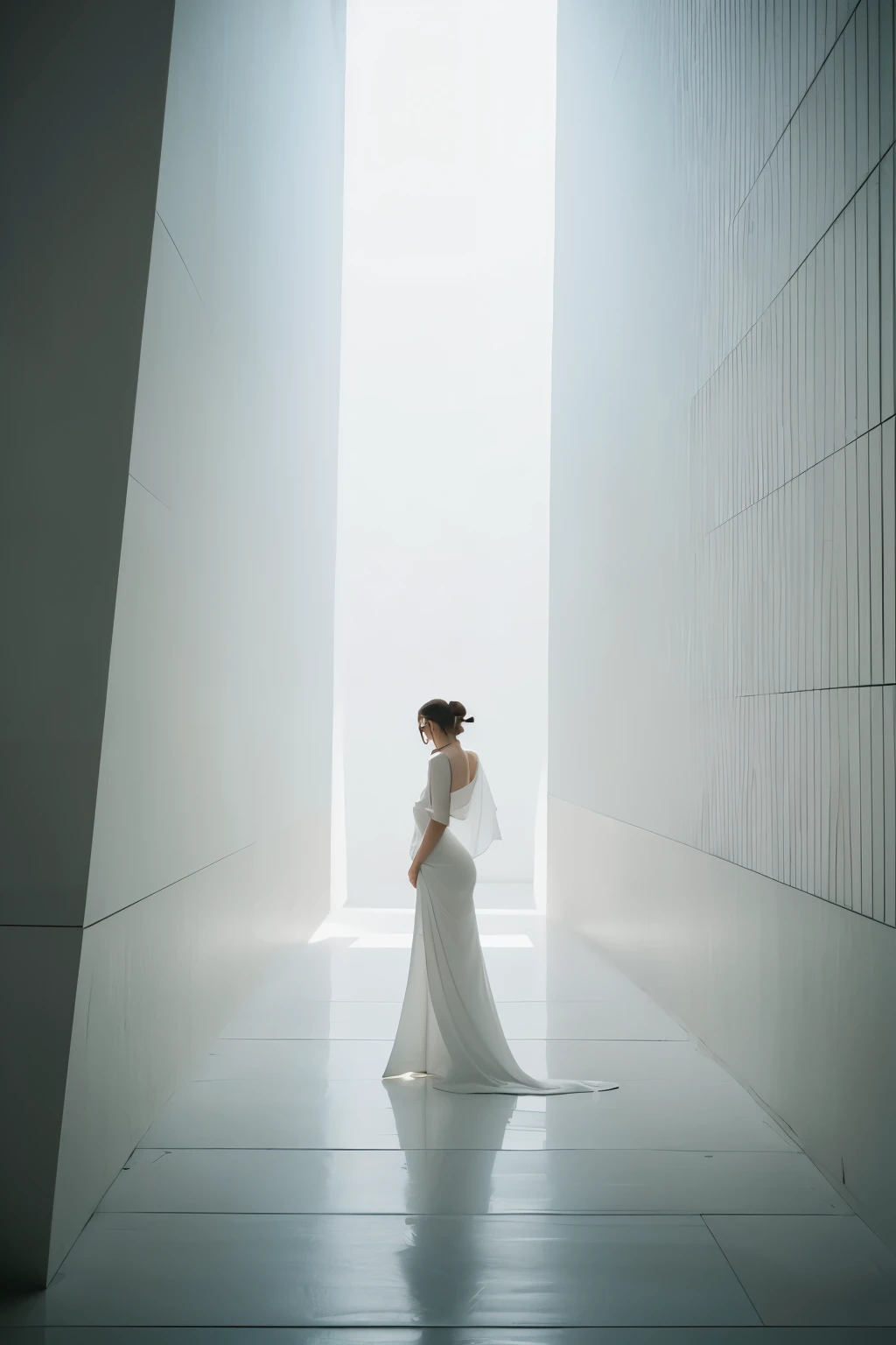 highest quality、4K、Perfect Face、Perfect Style、perfect body、Sunburn、There is a beautiful lady、model,mature、long curly layer brown hair、Swept-back hair、full body, sexy 、charming、healthy、of the highest quality、8K、
Futuristic architecture design,smooth white ribbed structure creating curves,design suggesting flexibility,monochromatic color scheme emitting serenity,surface softly reflecting light,delicate gradation,stillness akin to being enveloped in morning mist,minimalism,simple yet impactful sculptural beauty,spirit of modernism architecture,shadow play through light manipulation,