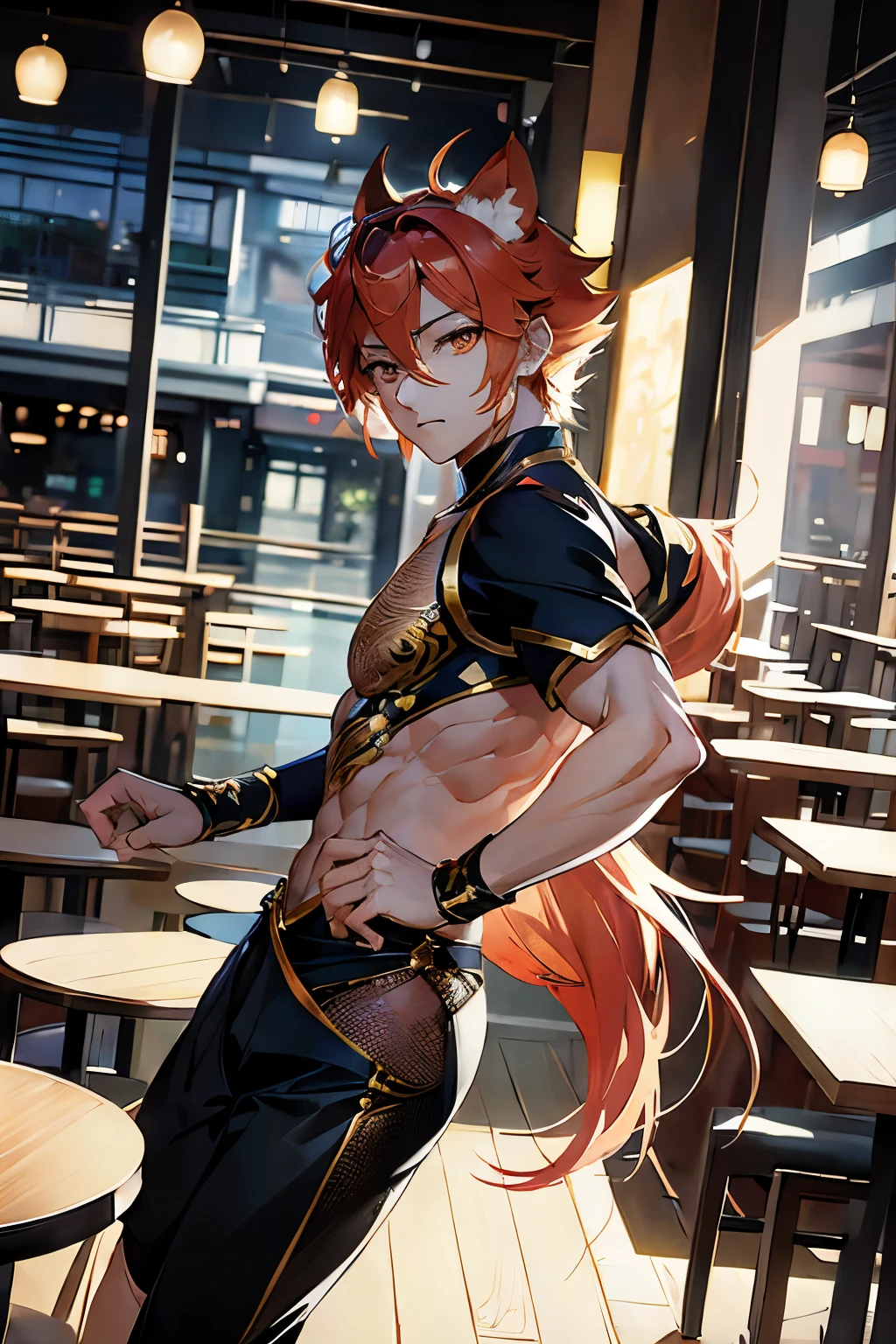 (Anime, Aesthetics, High Quality, Ultra-detailed), Anime Character, Dance, Detailed Body Movement, (Manga-inspired Art, Grace and Elegance: 1.2), (Digital Art: 1.3), Vibrant Color Palette, Exquisite Facial Expressions,

[Anime Character Name: Kemono Michi's Yahiko]

Yahiko, the lively character from Kemono Michi, is captured mid-dance, a Starbucks background adding to the urban, contemporary setting. The portrait is a close-up, with a focus on his detailed facial features and animated expressions.