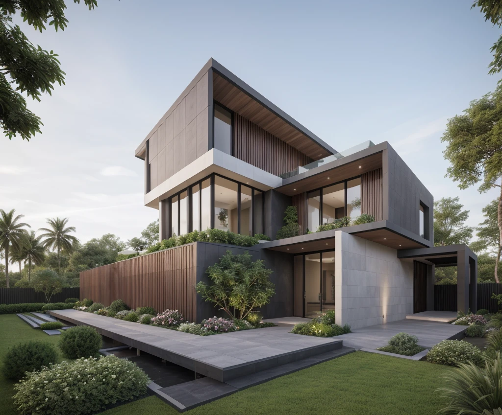 ((best quality)), ((masterpiece)), (detailed), perfect face, ((Masterpiece)), (best quality), (ultras Realistic), 8k, Raw photo, a rendering of a modern house with vietnamese roof anh brick yard , realistic garden, contemporary house, exterior design, wide establishing shot, modern house, in style of simplified realism, concept house, realistic building, front elevation view, wide angle exterior 2022, inter dimensional villa, building facing, sharp focus ilustration hq, modern style, realistic establishing shot, concept house, wide angle exterior 2022, precise architectural rendering, inter dimensional villa, award-winning render, front-view, mid-view, detailed rendering, architectural render, architecture render, modern house, architectural visualization, realistic architecture, insanely detailed rendering, exterior , trees landscape, sky wood paneled ceiling, a rendering of a modern house with a garden, precise architectural rendering, high quality rendering, award-winning render, professional render, beautiful 3 d rendering, beautiful rendering, architectural rendering, a photorealistic rendering, luxcore render, stunning render, an award winning digital render, beautiful rendered, high-quality render, architectural 3 d render, artistic render, a view of a garden with lots of flowers and plants, in a cottagecore flower garden, cottagecore flower garden, lush flowery outdoors, garden with flowers, flower garden summer morning, lots of plants and flowers, lush garden surroundings, lush chic garden, with a french garden, lush plants and flowers, home and garden, garden at home, homes and gardens, permaculture, with a garden, sustainable architecture, gardening, green house, homes and garden magazine, beautiful house on a forest path, vegetal architecture, a rendering of a modern house with a small balcony and a bancony , precise architectural rendering, modern house, contemporary house, concept house, street,