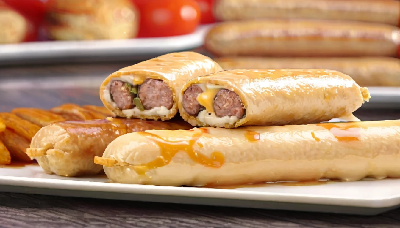 there are several sausages on a plate with a plate of tomatoes, sausages, 3 4 5 3 1, cheesy, nugget and sausage on plate, sausage, chicken, tasty, extremly high qualityy, high qualityy details, Kebabs, sausage, 4 0 9 6, Made of glaze, snack, qiangshu, Bone, Soft, high quality
