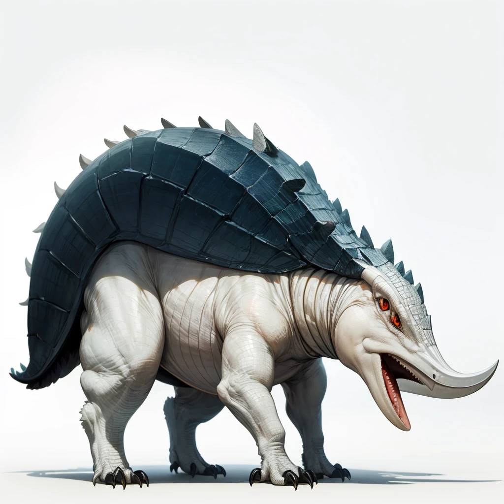 Big Animaly, full white albino skins, full white eyes, cassowary mixed with stegosaurus, Grassroots, no background