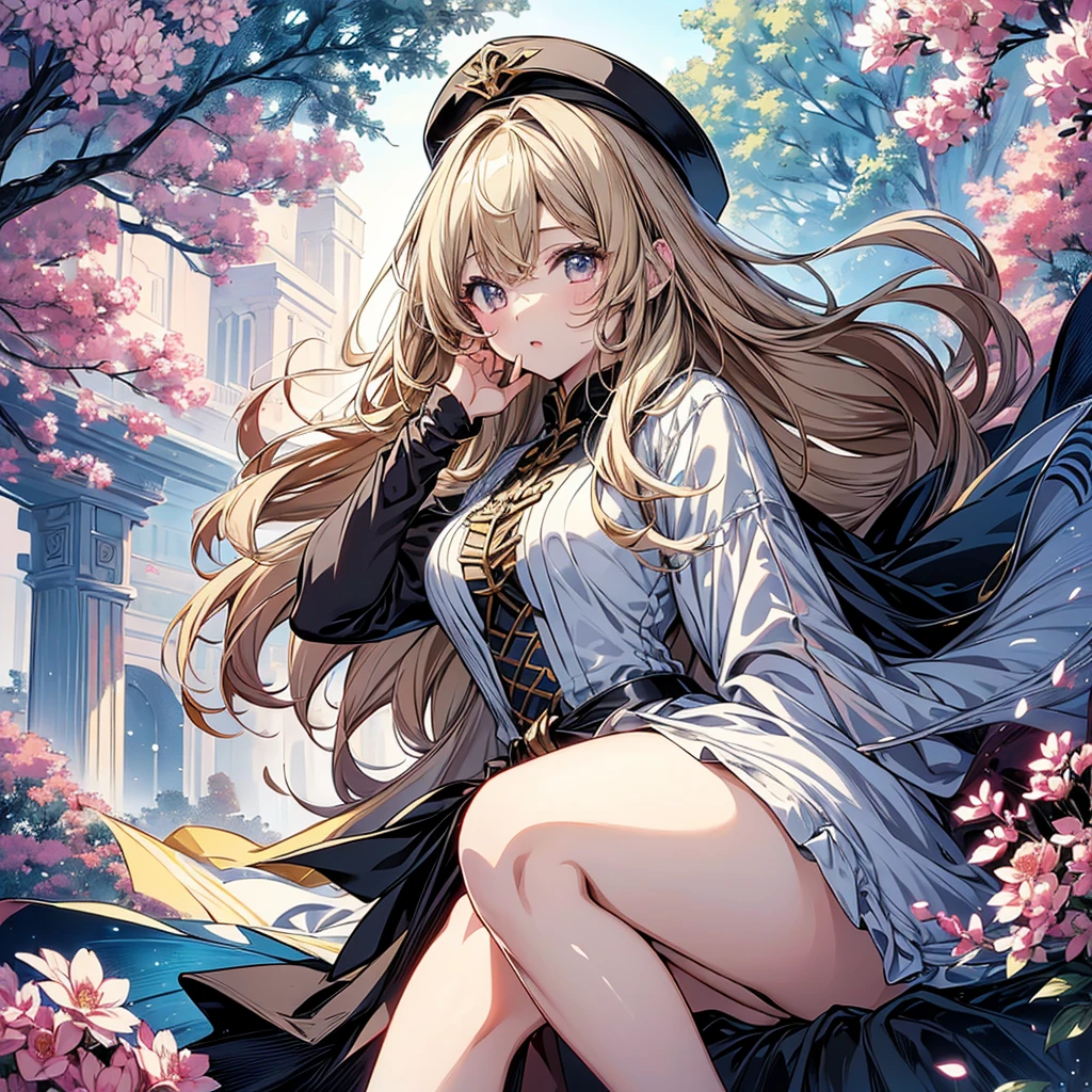 1girl、(((Best Quality、Masterpiece、Official Art、Anime Style、The best dynamic composition、超detailed)))、Shine Muscat personification,,Light soft color coat and hat,Super huge、detailed、whole body、