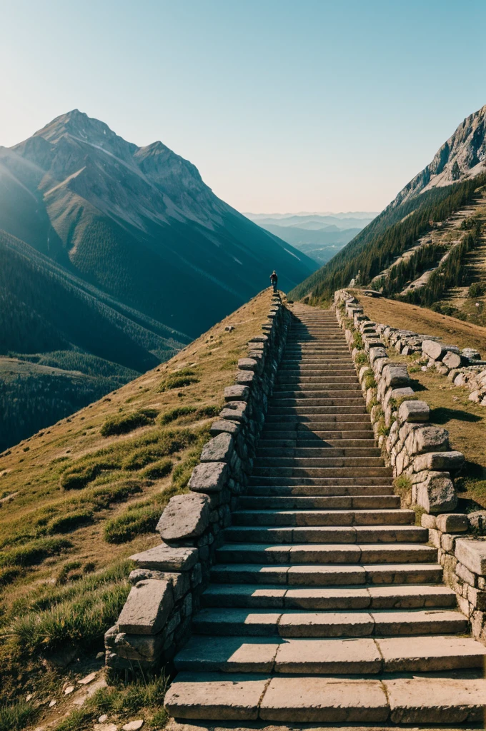 Steps on a mountain illustration 