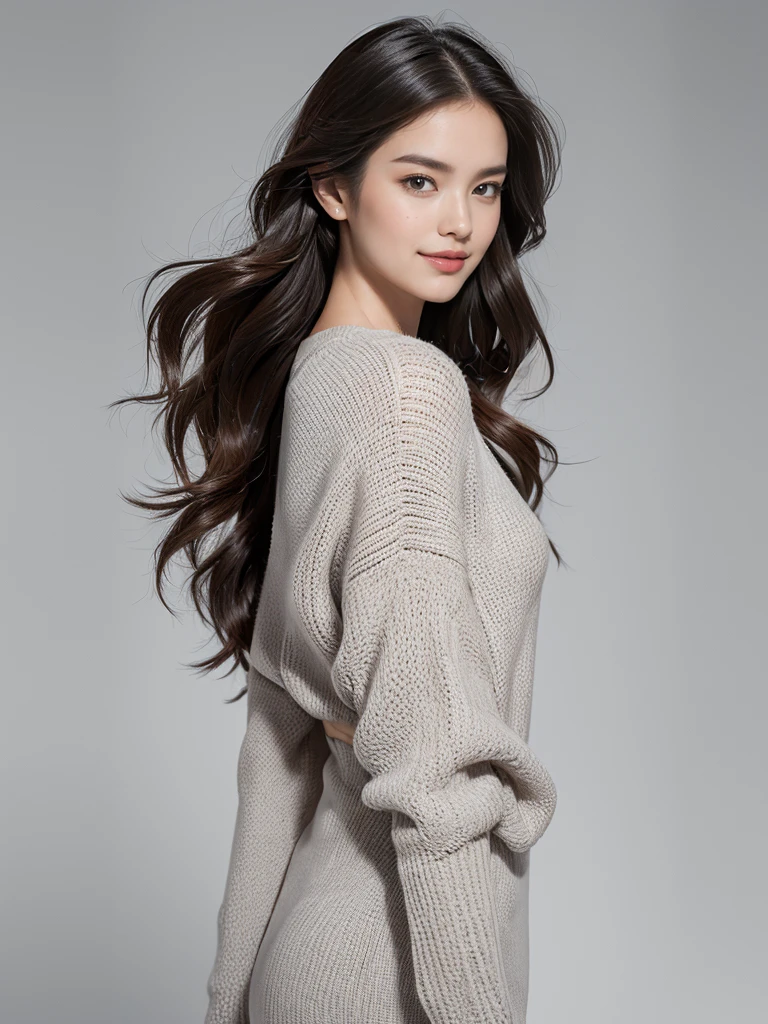 highest quality、8K、Perfect Face、Perfect Style、perfect body、model、Sunburn、beautiful lady、mature、long curly layer brown hair、Swept-back hair、full body, sexy 、charming、healthy、smile、facing forward,pensive expression,standing upright,
BREAK Abstract shapes, deep grayscale tones, polygon fragments, geometric patterns, low-light monochrome background, polygonal shadows, composition of straight lines and sharp angles, facet of modern art, deep textured base for digital art, minimalist style, dynamic contrast of light and shadow, contemporary graphic design, background for visual concepts, upscale matte finish, meticulous attention to detail