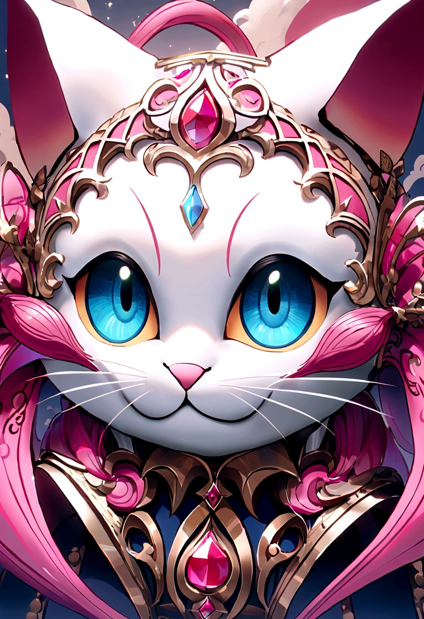 White cat,The tail of the hair has a blue color,largeeyes,Round head,Pink ears,adolable,Smart