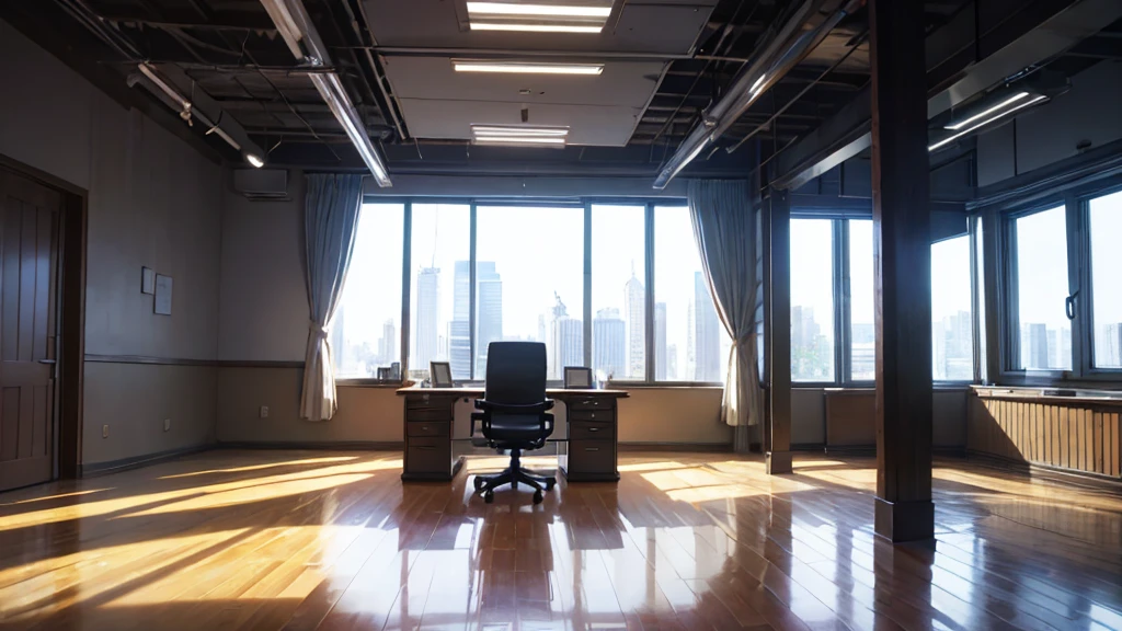 Office, floor-to-ceiling windows, no human beings, president's office