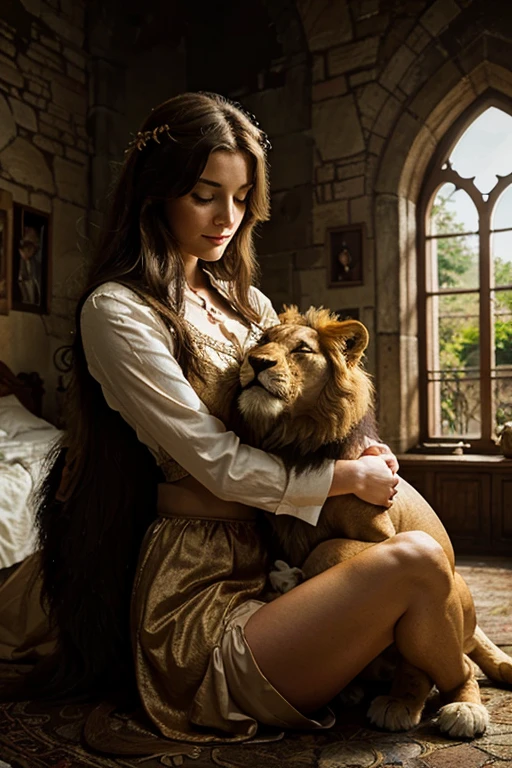 Illustration for a fairy tale about a lion who loved people