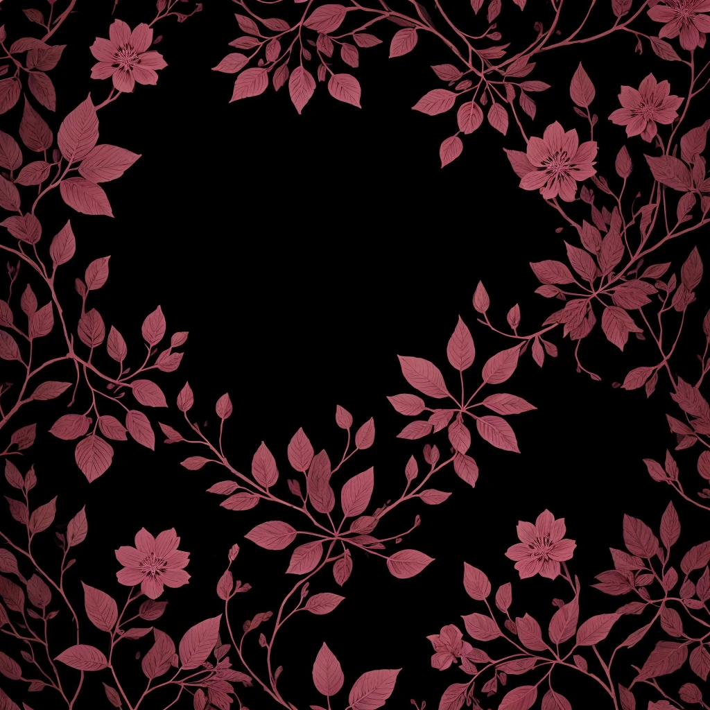 a black and pink floral background with leaves and berries, beautiful illustration, purple foliage, by Rose Henriques, by Zofia Stryjenska, pink forest, botanical background, by Maruja Mallo, illustration | rutkowski, by Emily Murray Paterson, by Louise Abbéma, detailed beautiful plants, lush garden leaves and flowers, color leaves, beautifully illustrated