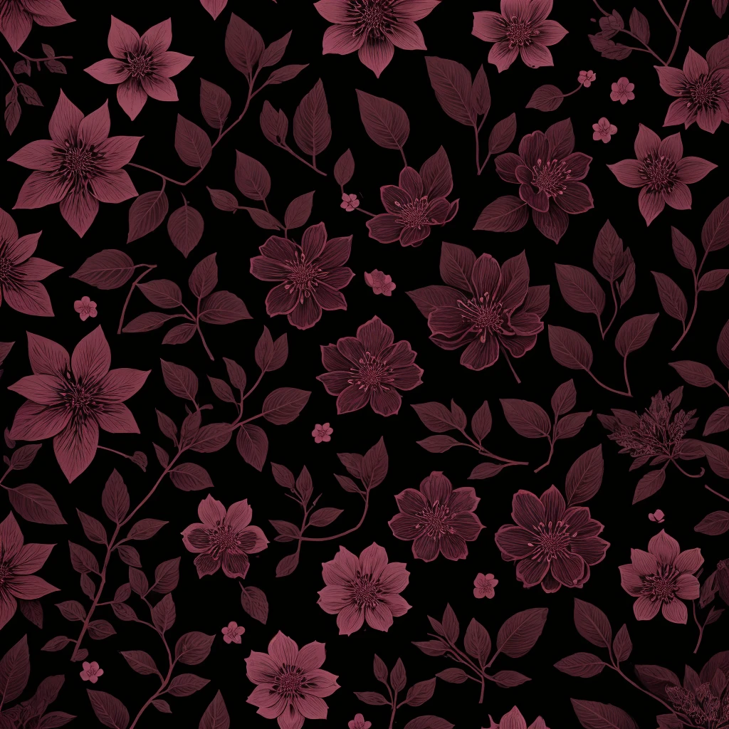 a black and pink floral background with leaves and berries, beautiful illustration, purple foliage, by Rose Henriques, by Zofia Stryjenska, pink forest, botanical background, by Maruja Mallo, illustration | rutkowski, by Emily Murray Paterson, by Louise Abbéma, detailed beautiful plants, lush garden leaves and flowers, color leaves, beautifully illustrated