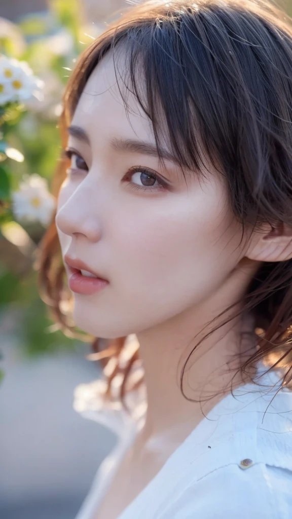 (((Ultra-high resolution、Close-up)))、Long, straight black hair frames her face、So that every single hair is clearly visible、Depicts subtle color changes depending on the amount of light hitting the subject、The skin is white and smooth、Has a natural glow、Fine skin texture、Representing the fine details of pores、amountや頬に薄い赤みがある部分を詳細に、The eyes are almond-shaped and dark brown.、Fine details of the iris、Depicts color gradations and patterns、Long, natural-looking eyelashes, each and every one visible、Well-groomed eyebrows、indivual々The hair is clearly visible、Light reflects off into the eyes、Create small highlights、noseは繊細で、nose孔の細かいディテールがある、Lips are plump and naturally pink、Depicts the fine lines and soft curves of the lips、Shiny、Accentuate the shape、Detailed depiction of lip texture、Particular attention to the depiction of light and shadow、Soft natural light gently illuminates the face from the front、amount、nose、Creates a subtle glow on the cheeks、Shadows are cast softly along the contours of the face、cheekbone、Jaw Curve、noseの側面を強調、The gloss of her lips reflects the light faintly.、Emphasizes plump texture、The shadow of the hair adds depth and dimension.、indivual々The hair shines in the light、The background is simple and blurred.、Focus on the face、In the highest quality、Representing the utmost detail