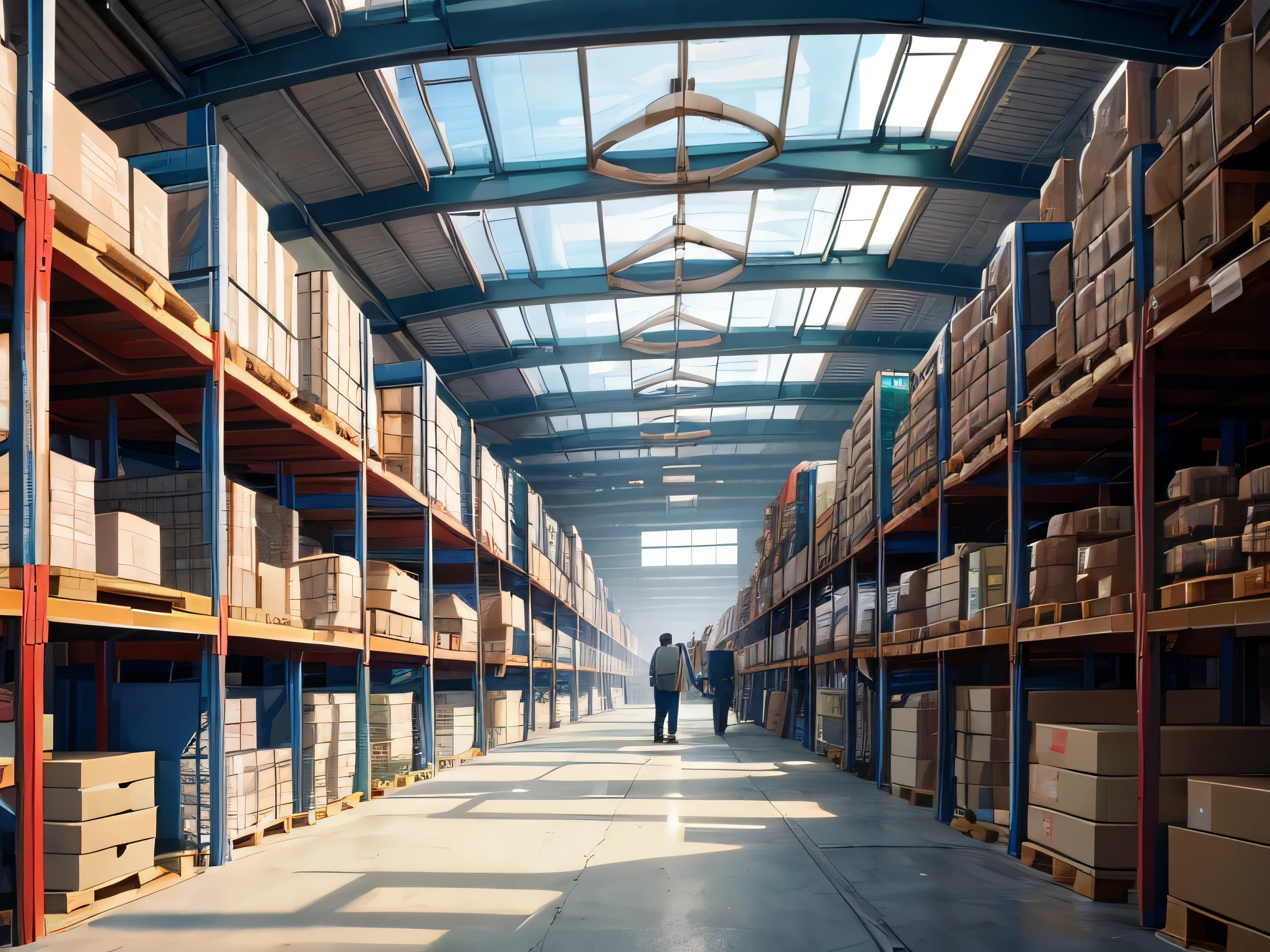 A bustling warehouse filled to the brim with a diverse array of goods, from delicate glassware to heavy machinery, all waiting to be moved by the skilled hands of the workers.
