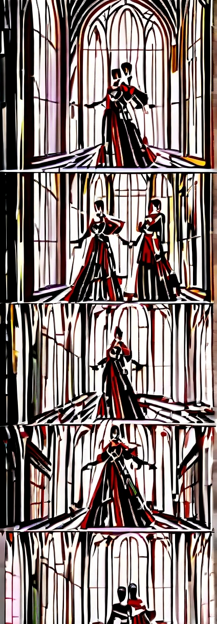 In the grand medieval ballroom, illuminated by the soft glow of flickering torches and adorned with intricate tapestries, a pair of lovers moved gracefully across the polished marble floor. The air was filled with the melodic strains of a minstrel's lute, weaving a tapestry of enchanting notes that seemed to embrace their every step.

He, a gallant knight with chiseled features and eyes as deep as the night sky, donned his finest attire—a velvety tunic adorned with golden threads and a polished suit of armor that gleamed under the gentle light. His gloved hand rested gently on her waist, his touch firm yet tender, as he guided her with practiced ease.

She, a vision of elegance and beauty, wore a gown that cascaded in waves of silk and satin, the color of midnight with accents of silver that shimmered like stardust. Her hair, adorned with delicate jewels and a single blooming rose, framed a face that radiated both innocence and passion. Her eyes locked onto his, sparkling with a mixture of devotion and desire.

As they danced, their steps were perfectly synchronized, a harmonious ballet of movements that spoke of an unspoken connection between their souls. The ballroom seemed to fade away, leaving only the two of them locked in a timeless embrace, swaying to the rhythm of their hearts' desires.

Around them, nobles and courtiers observed in hushed admiration, their whispers blending with the music like a soft breeze through the open windows. The lovers were the center of attention, yet in their shared world, they were the only ones that truly existed.

With each twirl and dip, their laughter mingled with the melody, a symphony of joy that echoed through the opulent chamber. Their love was a story written in every step, every glance, every touch—a story that transcended the constraints of time and place, a story that would be told for generations to come.